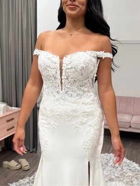 Sophia Tolli White Bridal Gown with Lace Train
